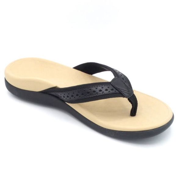 Vionic Leather Thong Sandals Tide Sally Black - Medium - Picture 2 of 5